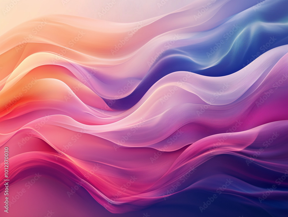 A blend of soft waves creating a dynamic, flowing composition with a sense of movement. Keywords: abstract, waves, flowing, dynamic, pink, orange, purple, movement, blend, smo A blend of soft waves creating a dynamic, flowing composition with a sense of movement. Keywords: abstract, waves, flowing, dynamic, pink, orange, purple, movement, blend, smo