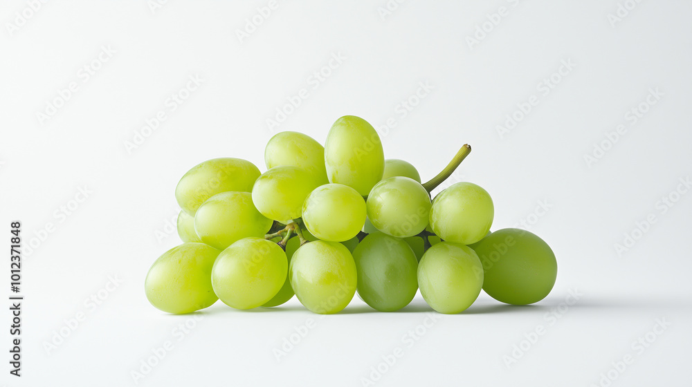 bunch of fresh green grapes on white background. grapes are vibrant and juicy, showcasing their natural color and texture. bunch of fresh green grapes on white background. grapes are vibrant and juicy, showcasing their natural color and texture.