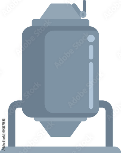 This vector illustration features a modern industrial silo, symbolizing grain storage and agricultural production processes