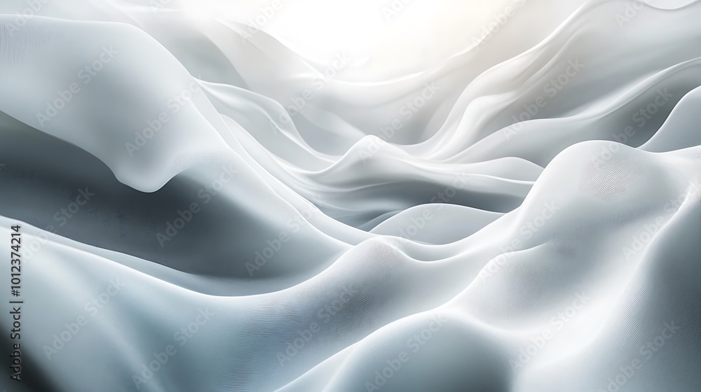 Obraz premium Abstract white wavy background with light and shadow.