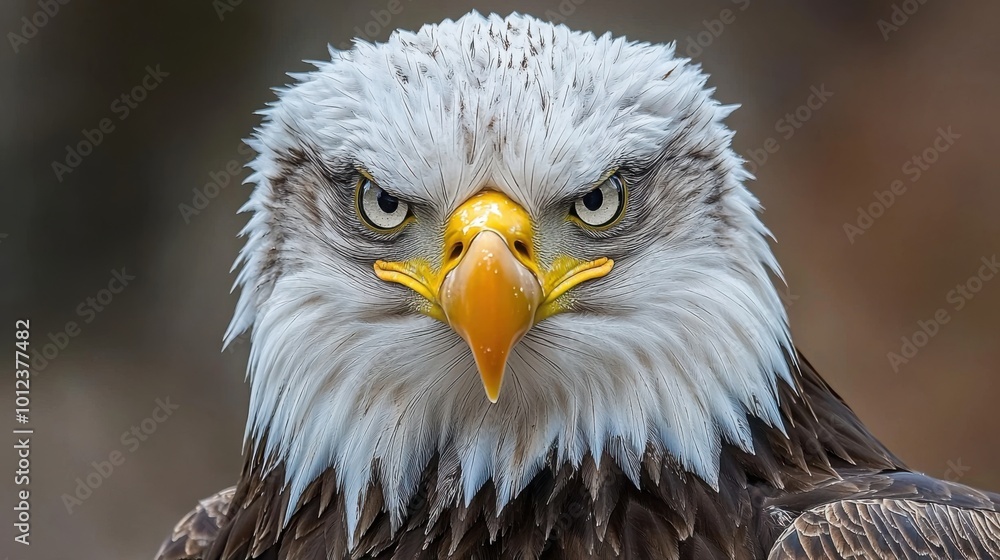 Fototapeta premium Intense gaze, sharp beak, and majestic feathers - a powerful close-up of an eagle exuding strength and dominance. 