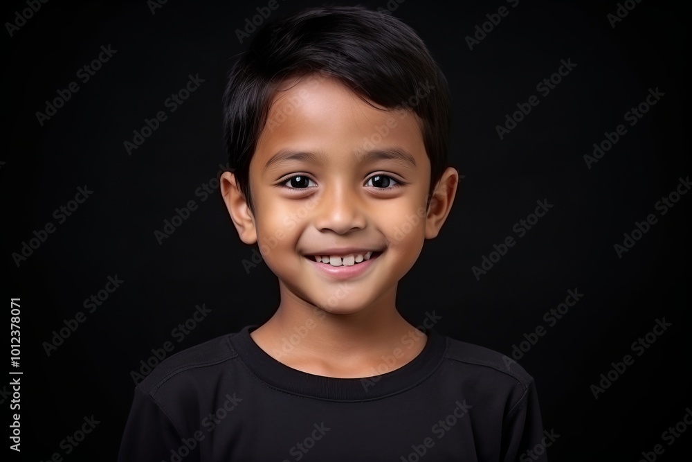 Portrait of a cute little boy on a black background, close-up Portrait of a cute little boy on a black background, close-up