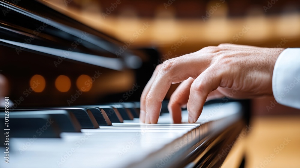A close up of a person's hand playing the piano, AI A close up of a person's hand playing the piano, AI
