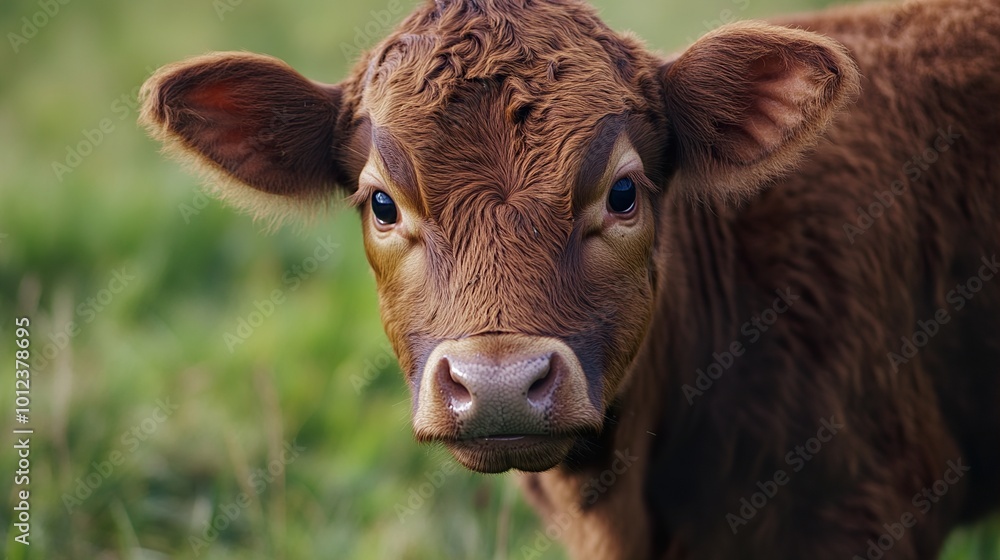 Close-up Portrait of a Cute Brown Calf in a Field Close-up Portrait of a Cute Brown Calf in a Field
