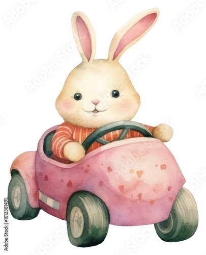 PNG Cute rabbit driving mammal animal pink.