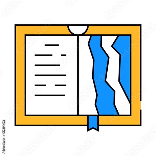 torn pages book line icon vector. torn pages book sign. isolated symbol illustration