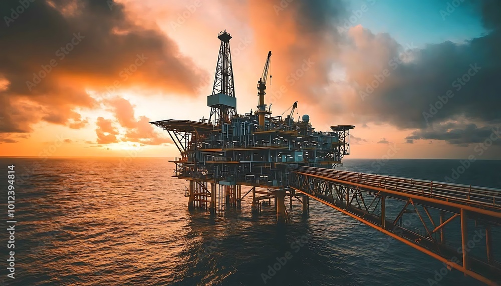 Offshore Oil Rig at Sunset Offshore Oil Rig at Sunset