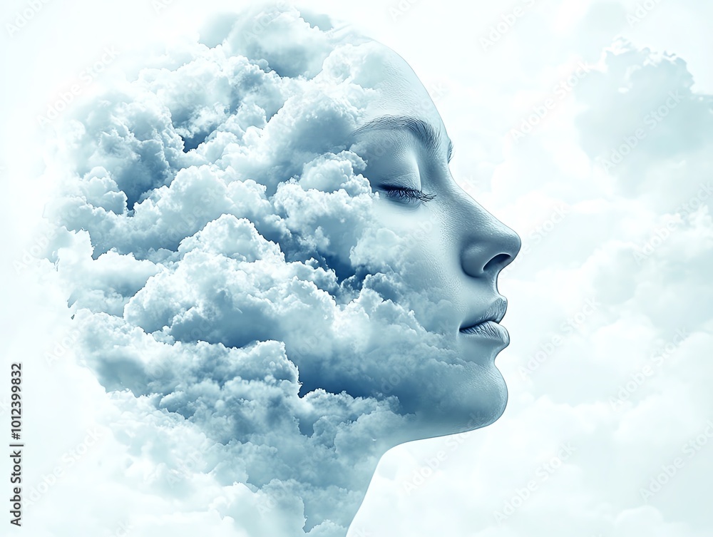 Double exposure portrait with clouds Double exposure portrait with clouds
