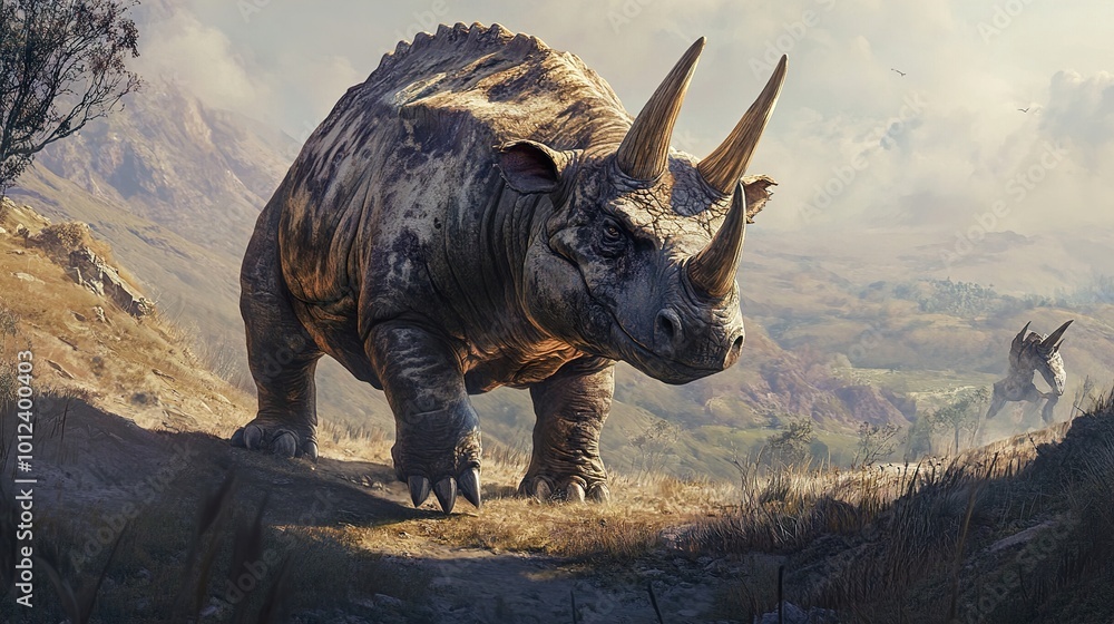 Fototapeta premium Prehistoric Rhino: A Majestic Creature of the Past