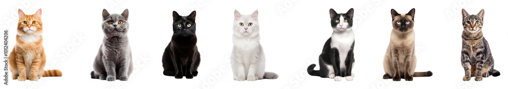 Diverse sitting cat png cut out element set Diverse sitting cat png cut out element set