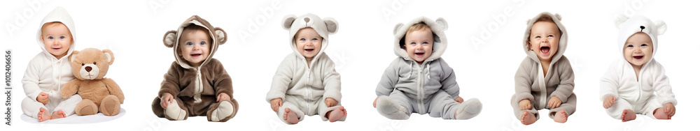 Cute happy baby sitting png cut out element set Cute happy baby sitting png cut out element set