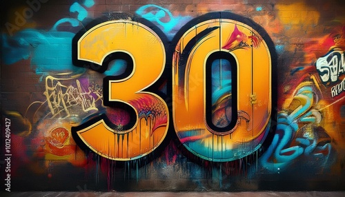 graffiti on a wall with the number 30