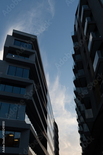 City canyon made by narrow condo building in Tjuvholmen photo