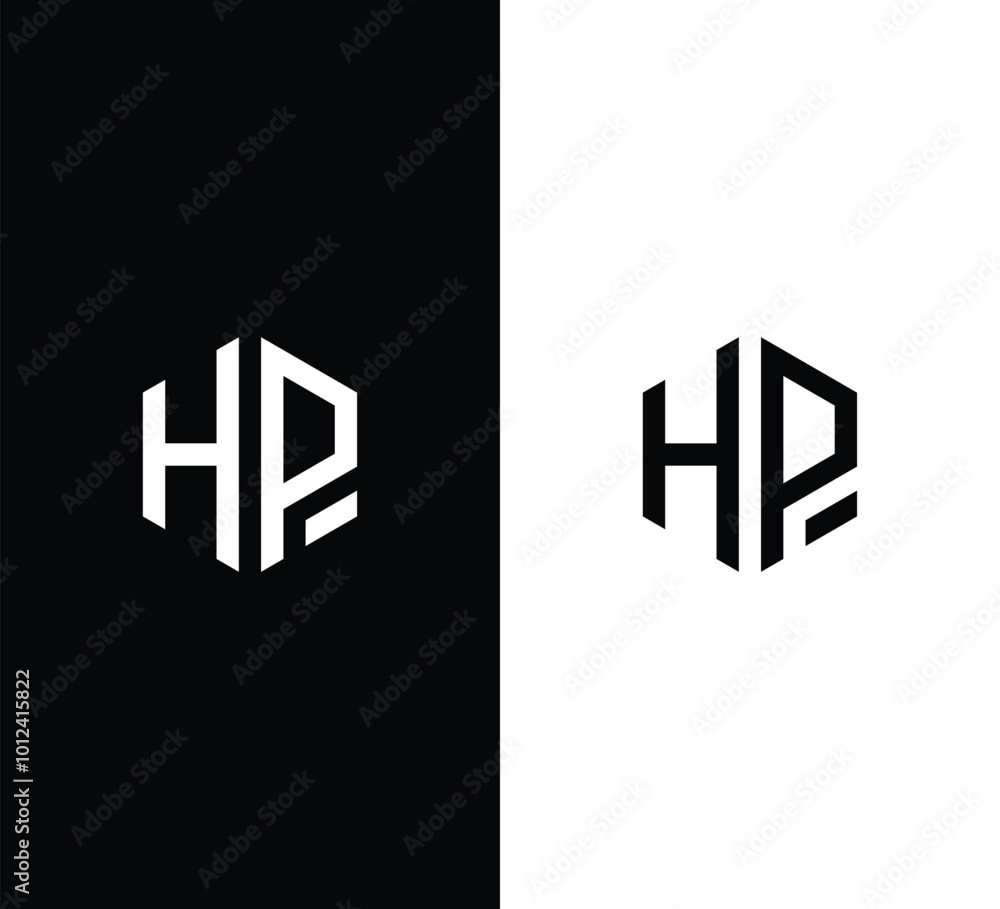 Obraz premium Hexagonal Letter HP Logo Design
