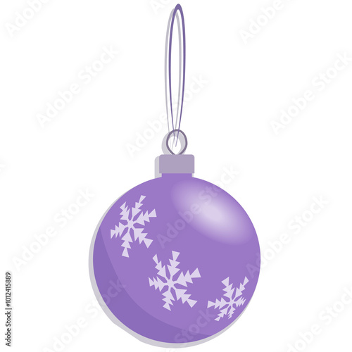 Christmas decorations, hanging purple ball, png format