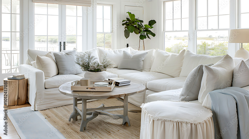 Fototapeta premium A calm retreat of tranquility within this beautifully serene living room 