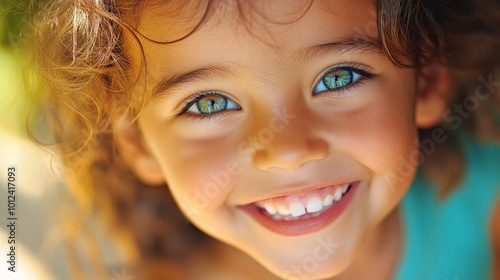 Close-up of children's faces, eyes sparkling with joy and wide smiles radiating true happiness