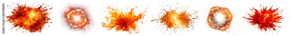 Explosion effect png cut out element set Explosion effect png cut out element set