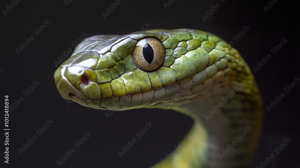 Green Snake Close Up: Nature's Beauty and Danger Green Snake Close Up: Nature's Beauty and Danger