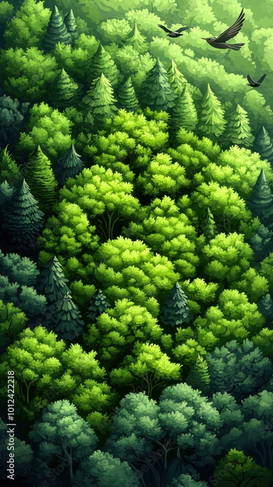 Vibrant Isometric Geometric Forest with Stylized Birds in Flight A 3D Nature Design Representing Modern Environmental Aesthetics Vibrant Isometric Geometric Forest with Stylized Birds in Flight A 3D Nature Design Representing Modern Environmental Aesthetics