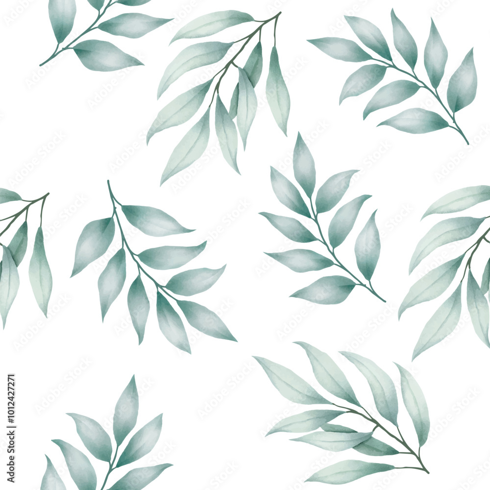 Green leaves watercolor seamless pattern Green leaves watercolor seamless pattern