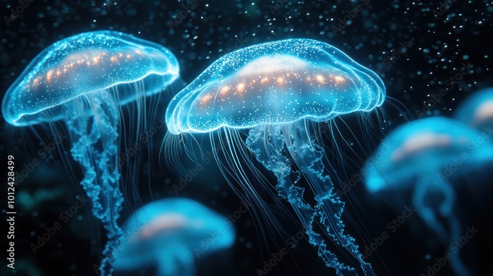 Fototapeta premium Glowing Jellyfish in the Deep