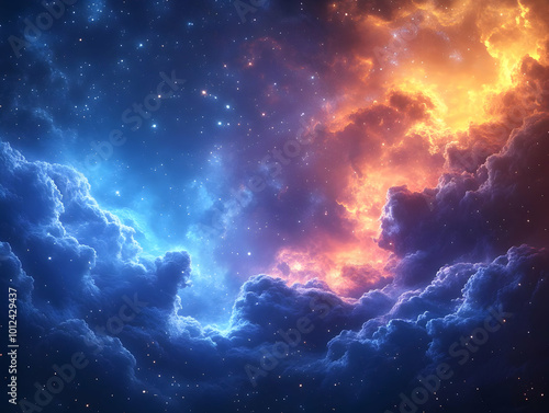 Cosmic Clouds Illustration: Nebula, Stars, and Space Dust