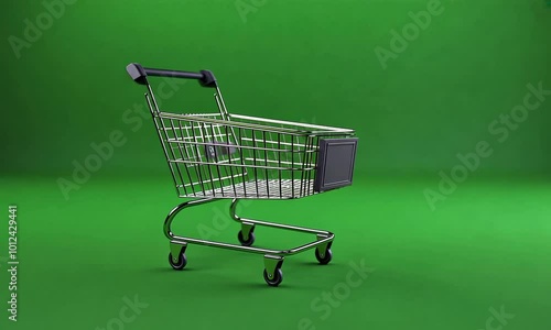shopping cart on green background