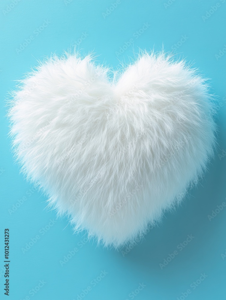Soft Focus Fluffy Heart Against Blue Backdrop Soft Focus Fluffy Heart Against Blue Backdrop