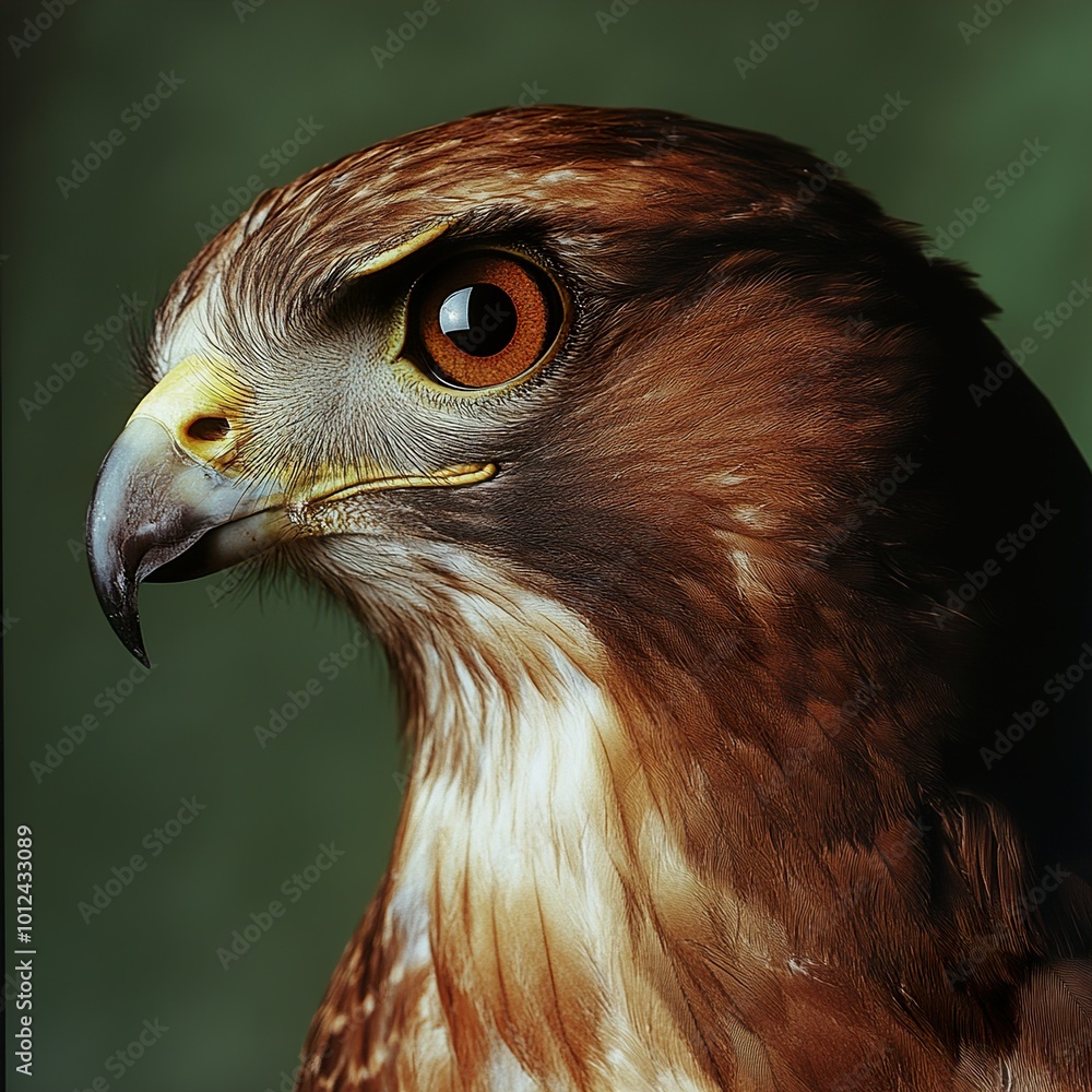 Obraz premium Hawk Portrait: A Close-Up Look at a Sharp-Eyed Predator