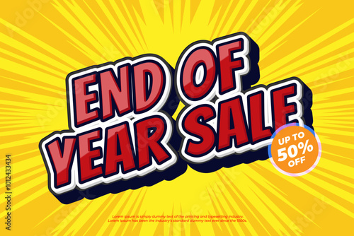 End of year sale banner template design. Big sale event with comic style for social media and website