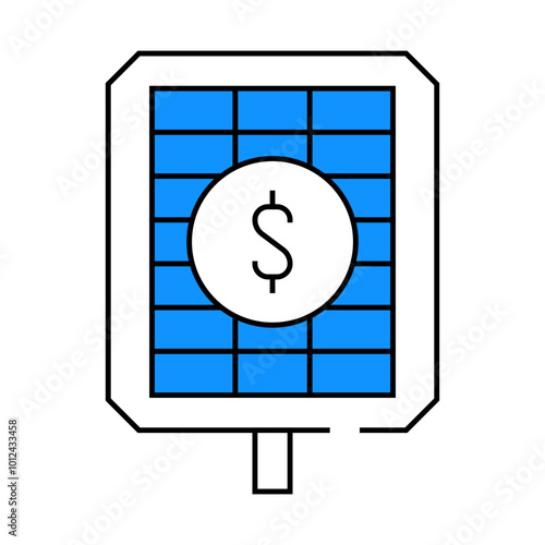 payback and price solar panel line icon vector. payback and price solar panel sign. isolated symbol illustration