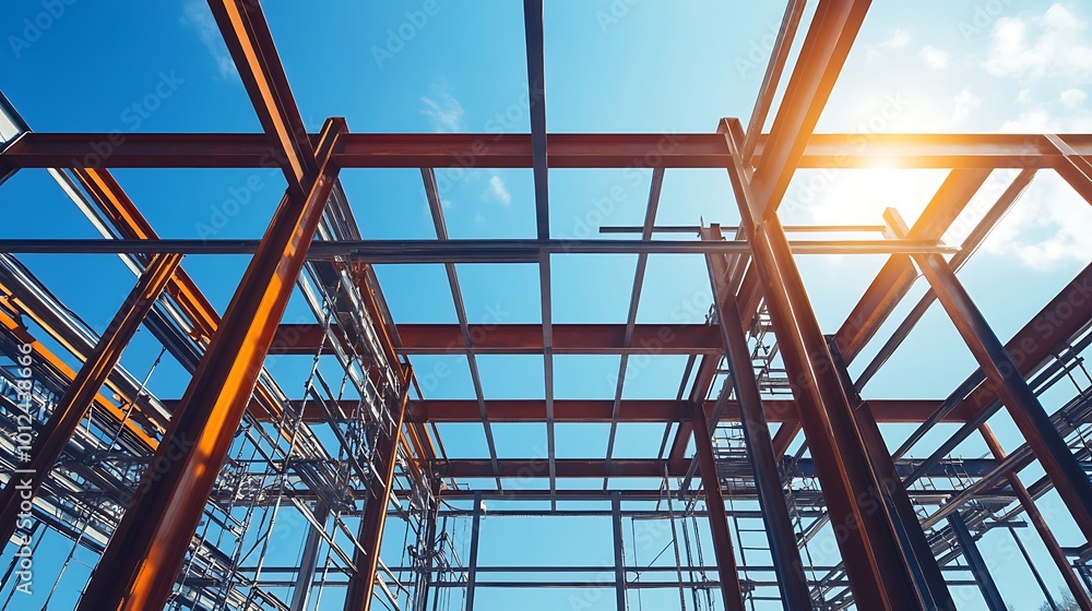 Steel Frame Construction Under a Bright Sky Steel Frame Construction Under a Bright Sky