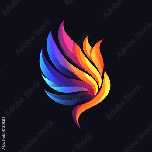 Abstract Colorful Wing Logo Design Gradient Feathers Symbol