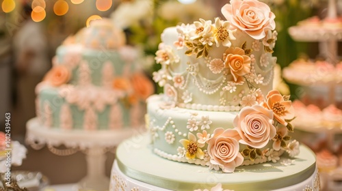 Elegant Floral Wedding Cake with Delicate Decorations