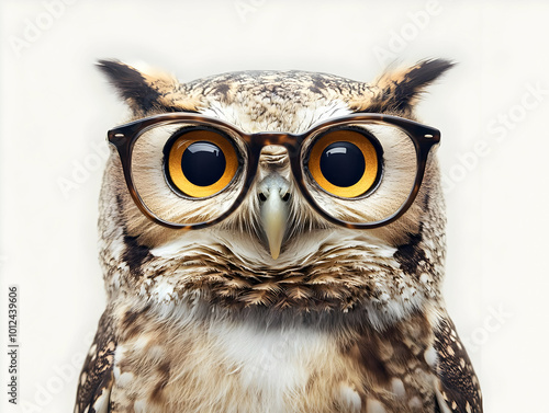 Wise Owl Photo - Brown Owl with Glasses photo