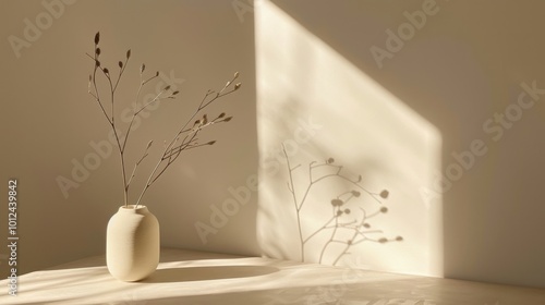 Serene Minimalist Vase with Natural Branches in Light