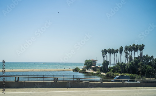 Driving Road California Traveling Dana Point Roads Palm Trees Ocean photo