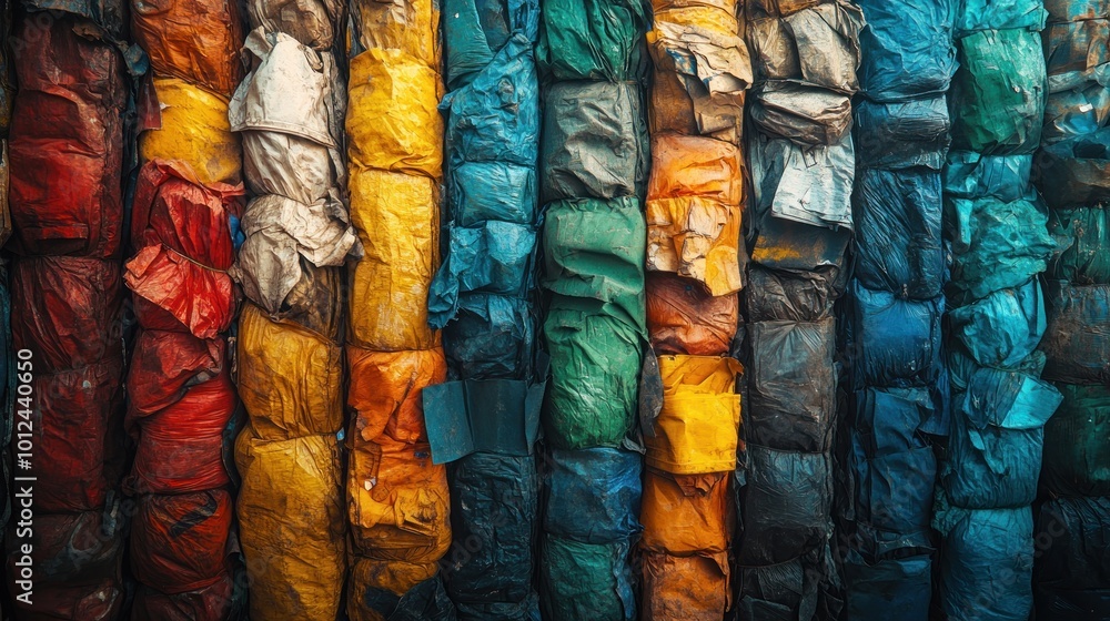 Colorful rolls of fabric stacked vertically. Colorful rolls of fabric stacked vertically.