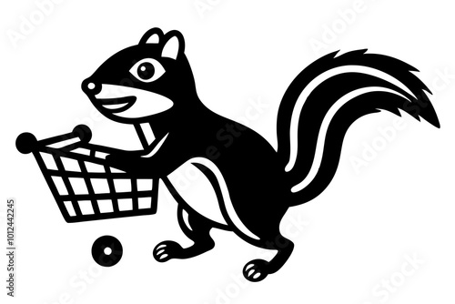 Squirrel funny animal manage shopping with cart vector illustration photo