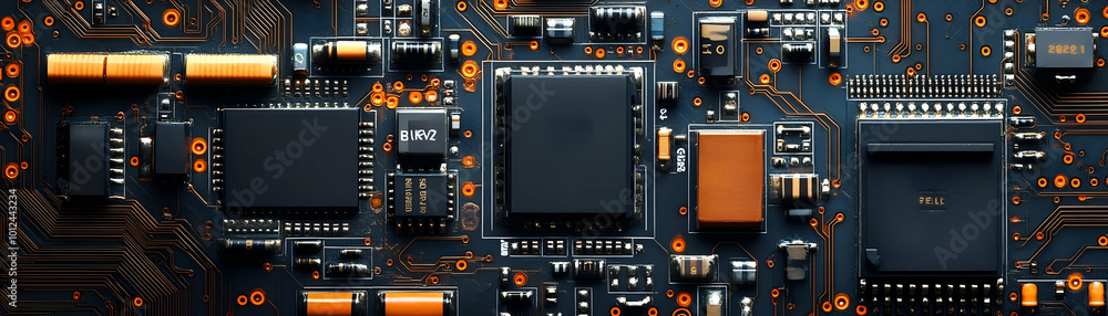 Electronic Circuit Board Photo: Intricate Design and Components Electronic Circuit Board Photo: Intricate Design and Components