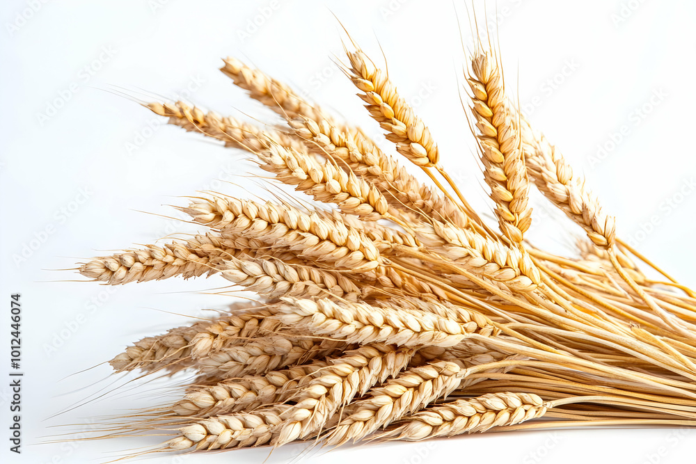 Photo of Golden Wheat Stalks on White Background Photo of Golden Wheat Stalks on White Background