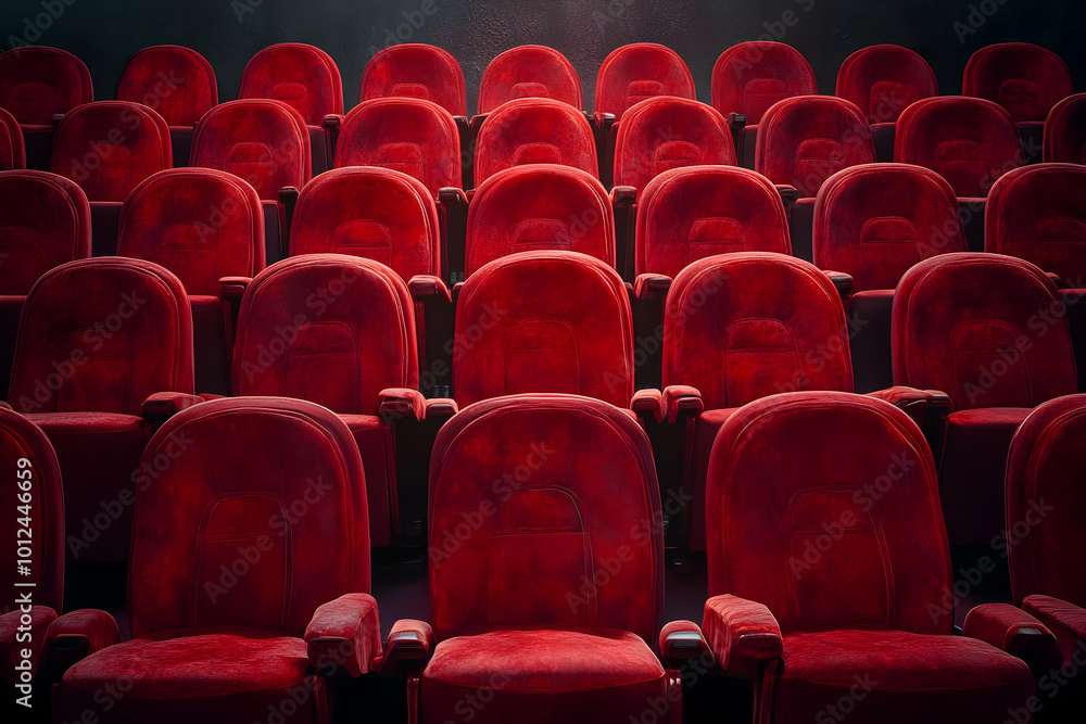 Obraz premium Empty Red Cinema Seats - Realistic Image