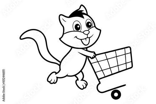 Squirrel doing shopping with cart on vector illustration  photo