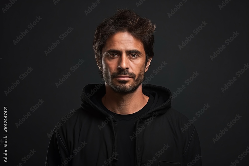 Portrait of a handsome young man in a black hoodie. Portrait of a handsome young man in a black hoodie.