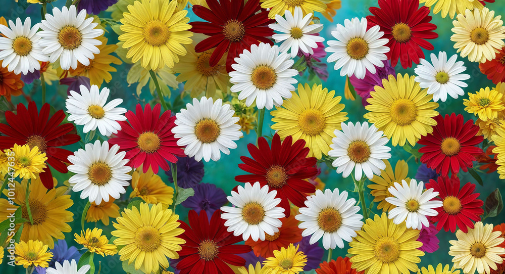 Colorful daisy flowers background Colorful daisy flowers background