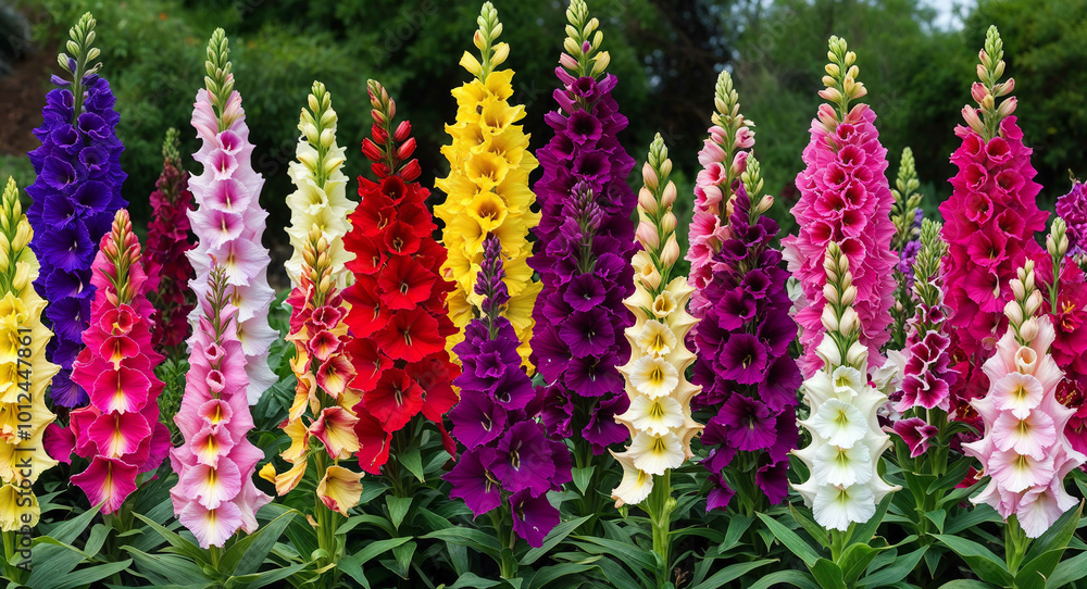 Obraz premium Colorful gladiolus flowers background