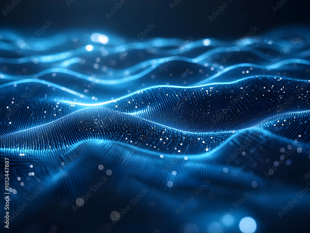 Abstract Blue Waves Background - Digital Art Abstract Blue Waves Background - Digital Art