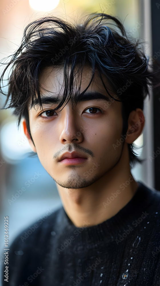 Photo - Serious Young Man with Messy Hair and Stubble Photo - Serious Young Man with Messy Hair and Stubble