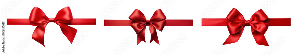 Red ribbon bow png cut out element set Red ribbon bow png cut out element set